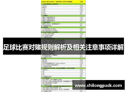 足球比赛对赌规则解析及相关注意事项详解